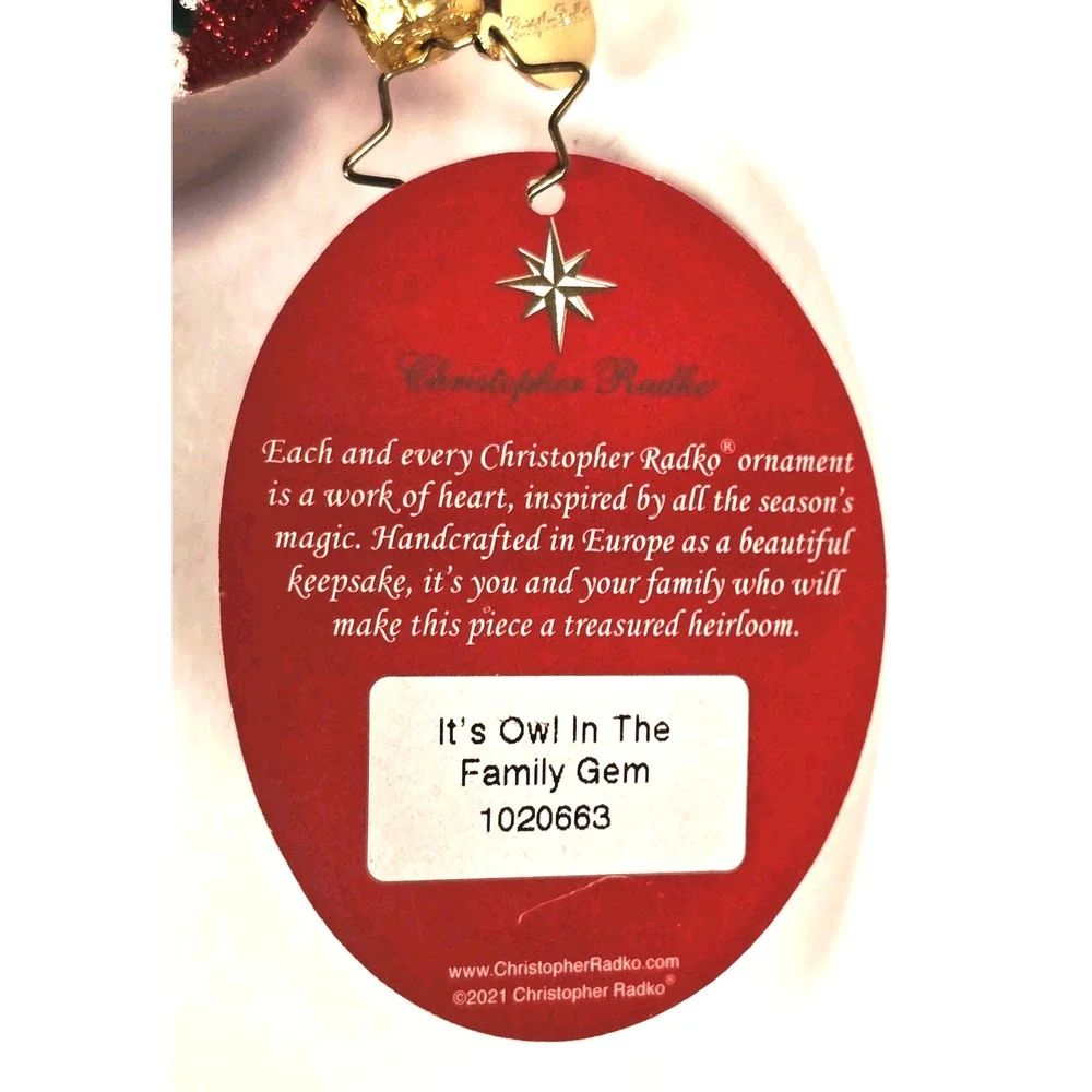 Christopher Radko IT'S OWL IN THE FAMILY Christmas Ornament Little Gem 1020663